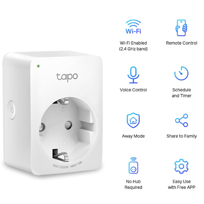 Pametna vtičnica TP-Link Tapo P100 Mini Smart, Wi-Fi, 4-pack