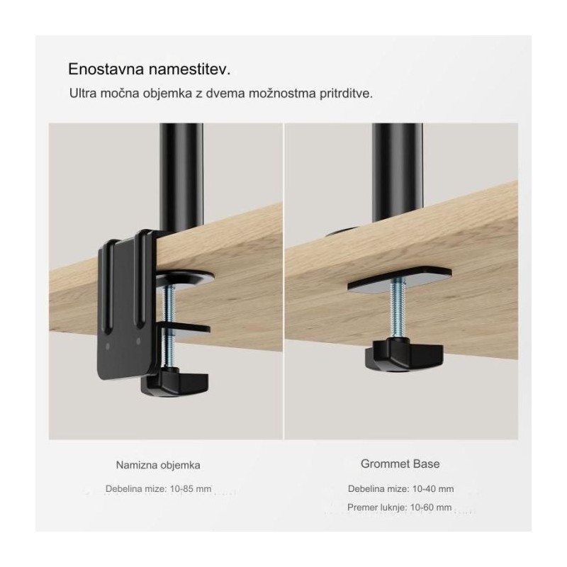 VonHaus trojni namizni nosilec do diagonale 32, 2 x USB 3.0, plinska vzmet, 30