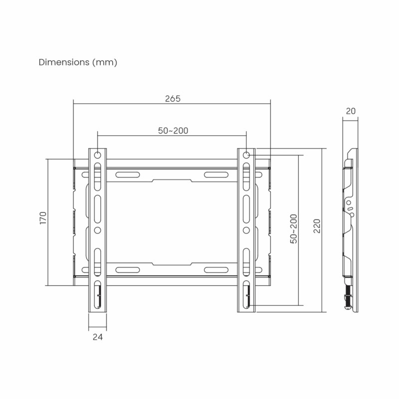 Stenski nosilec SBOX za TV, črn, PLB-2222F-2