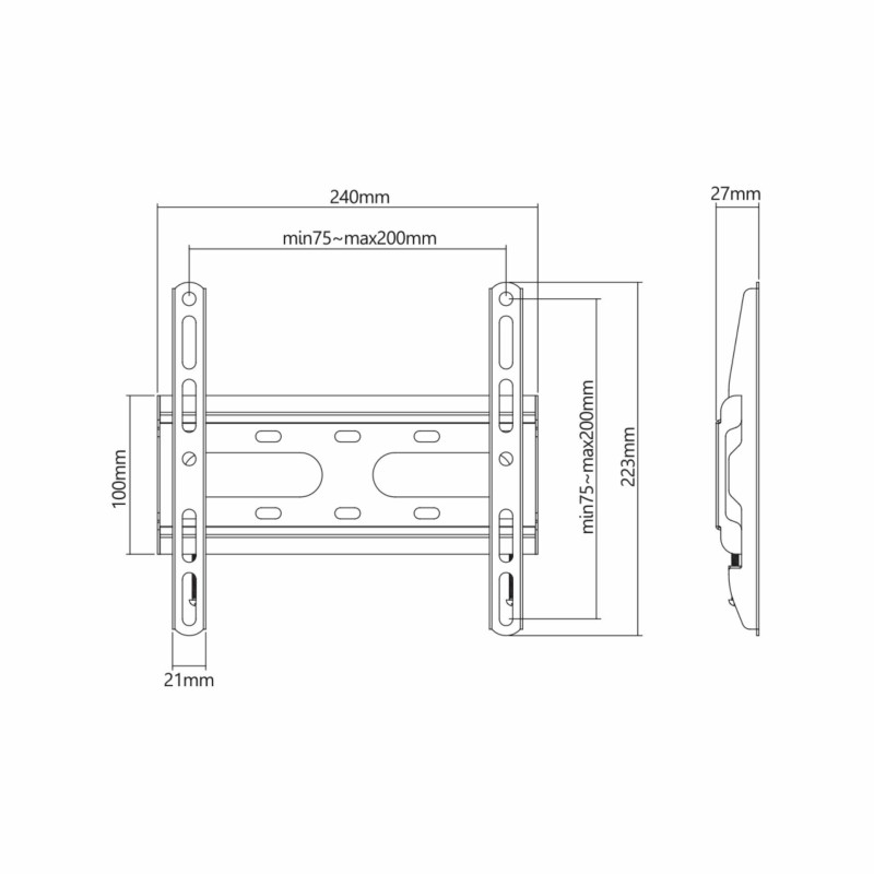 Stenski nosilec SBOX za TV, črn, PLB-2522F-2