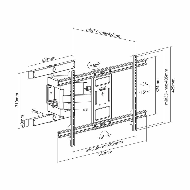 Stenski nosilec SBOX za TV, črn, PLB-61486