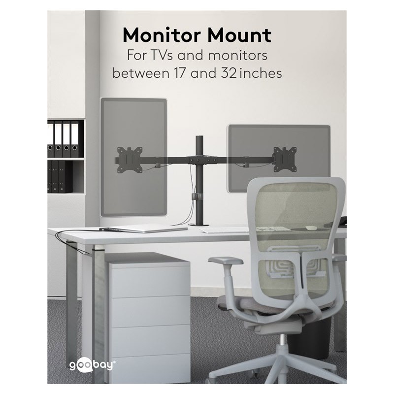 Namizni nosilec za 2 monitorja GOOBAY FLEX, 17"–32", do 9 kg