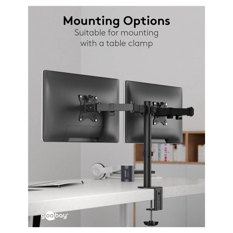 Namizni nosilec za 2 monitorja GOOBAY FLEX, 17"–32", do 9 kg