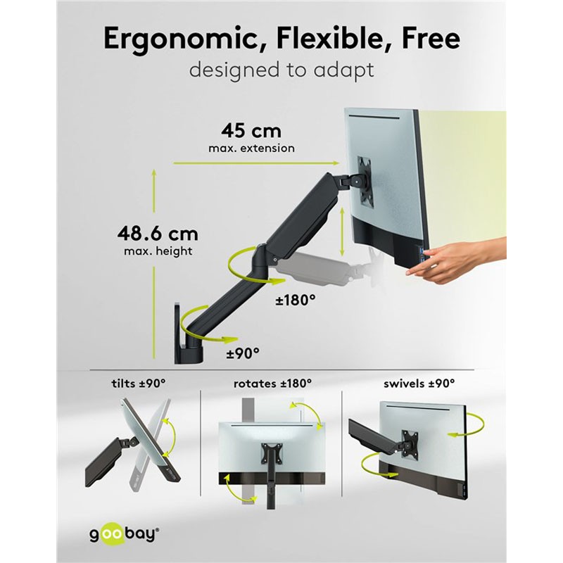 Stenski nosilec za monitor GOOBAY, 17"–32", do 9 kg
