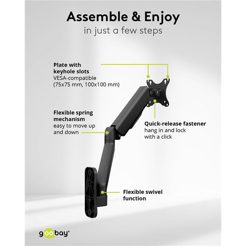 Stenski nosilec za monitor GOOBAY, 17"–32", do 9 kg