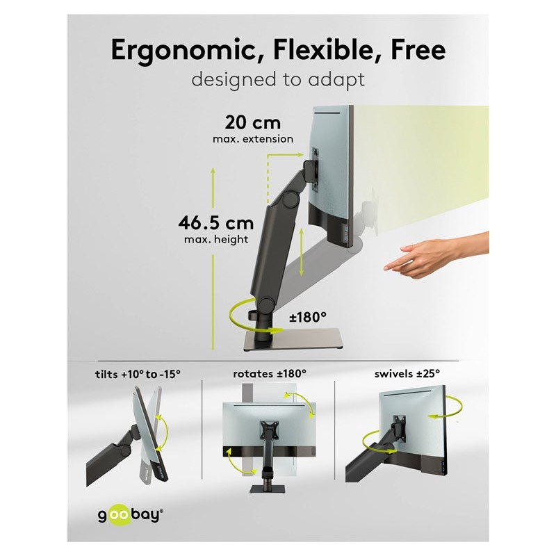 Vsesmerni nosilec za monitor GOOBAY, 17"–32", do 8 kg