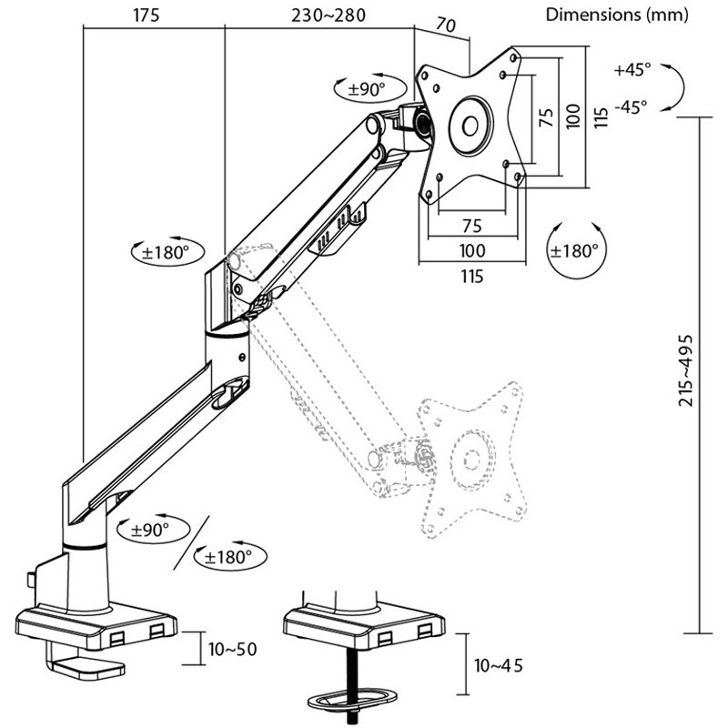 Namizni nosilec za monitor GOOBAY, 17"–32", do 9 kg