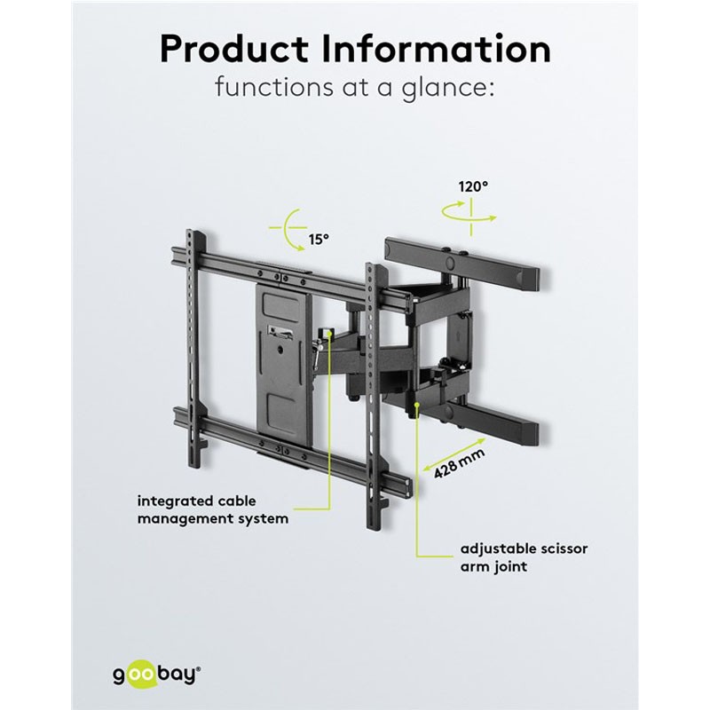 Stenski nosilec za TV GOOBAY Pro FULLMOTION L, 37"–70", do 60 kg