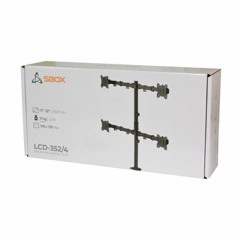 Namizni nosilec za štiri monitorje SBOX LCD-352/4-3, črn