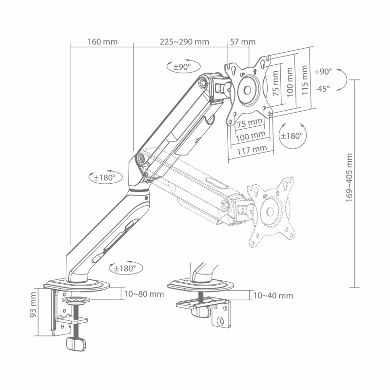 Namizni nosilec za monitor SBOX LCD-S012-3, 17-32, črn