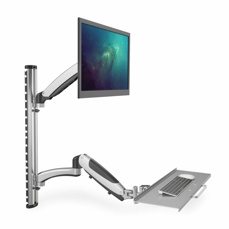 Stenski nosilec za monitor z flex polico Digitus DA-90354, srebrn