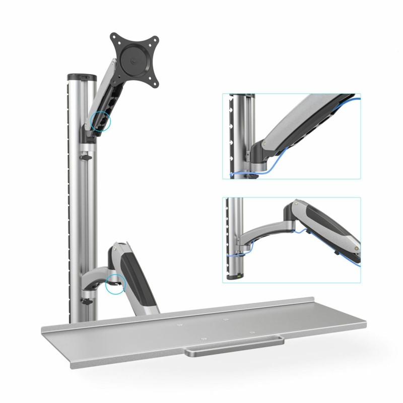 Stenski nosilec za monitor z flex polico Digitus DA-90354, srebrn