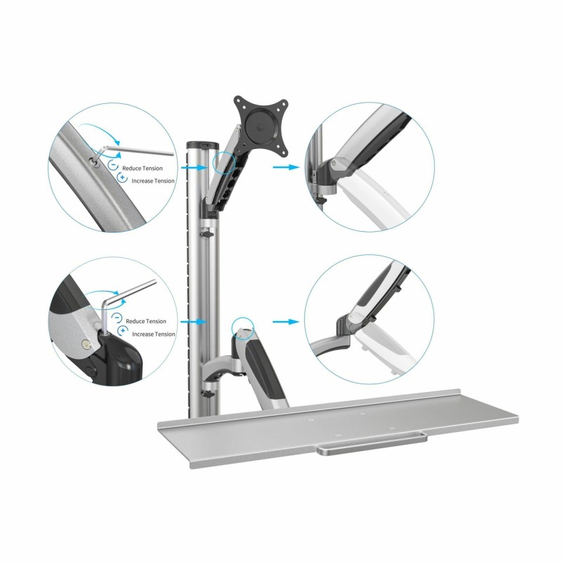 Stenski nosilec za monitor z flex polico Digitus DA-90354, srebrn