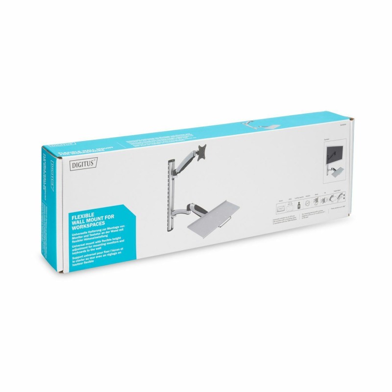 Stenski nosilec za monitor z flex polico Digitus DA-90354, srebrn