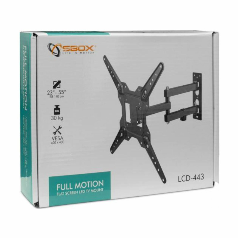 Stenski nosilec za TV / monitor SBOX LCD-443, črn
