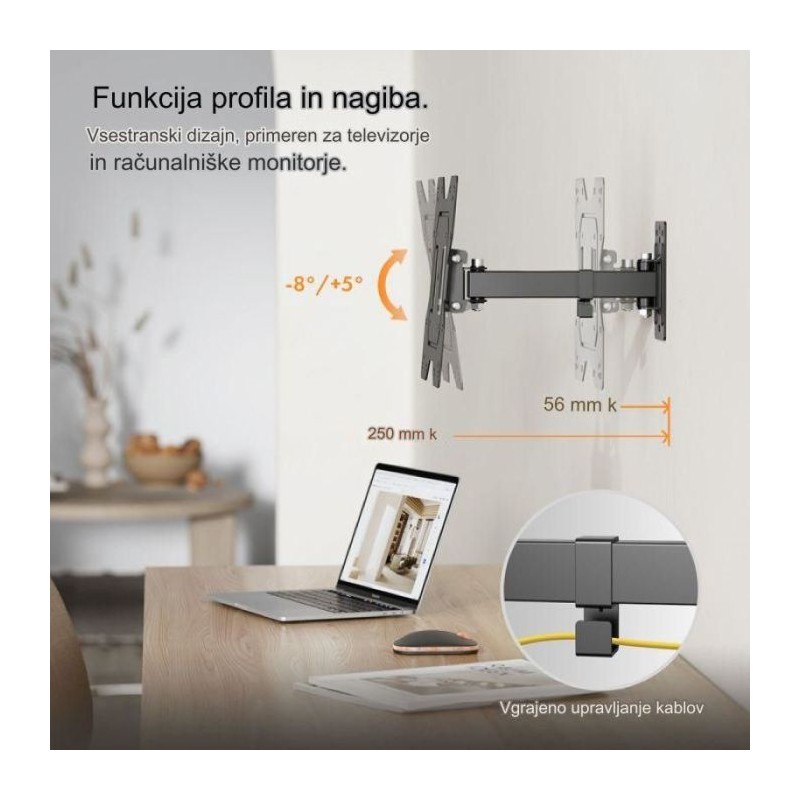 Pregibni TV stenski nosilec 23-42 do 35kg, VonHaus 05/007