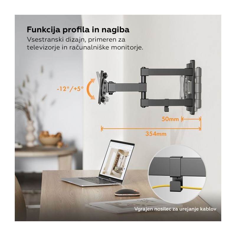 Pregibni stenski monitor nosilec 13-24 do 15kg , VonHaus 05/024