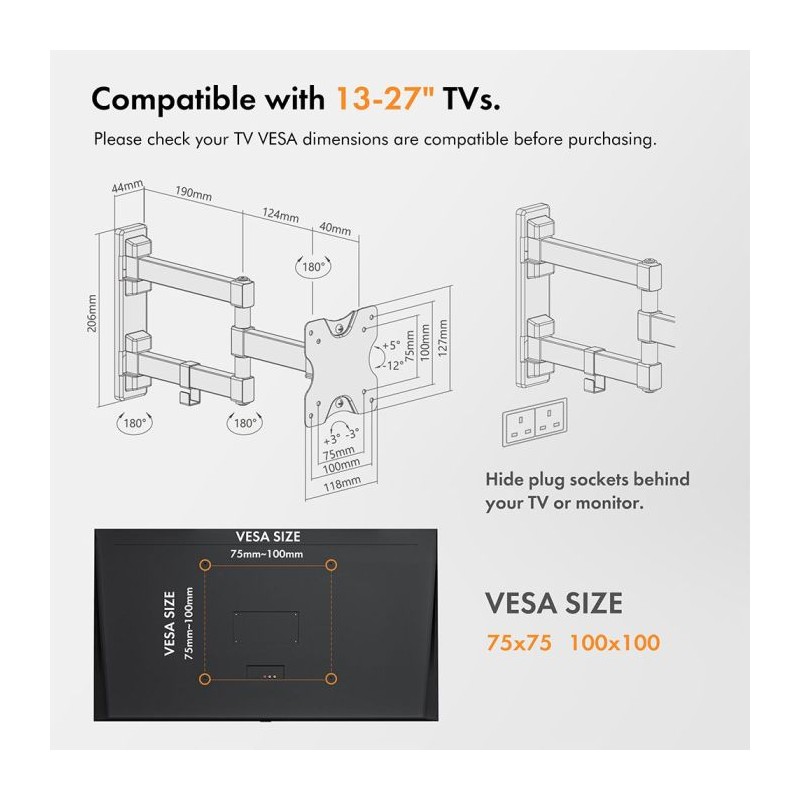 Pregibni stenski monitor nosilec 13-24 do 15kg , VonHaus 05/024