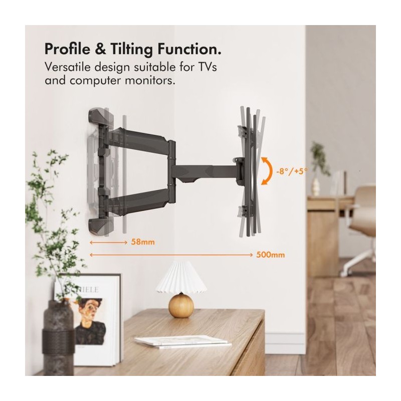 Pregibni TV stenski nosilec 37-70 do 45kg dvojna roka, VonHaus