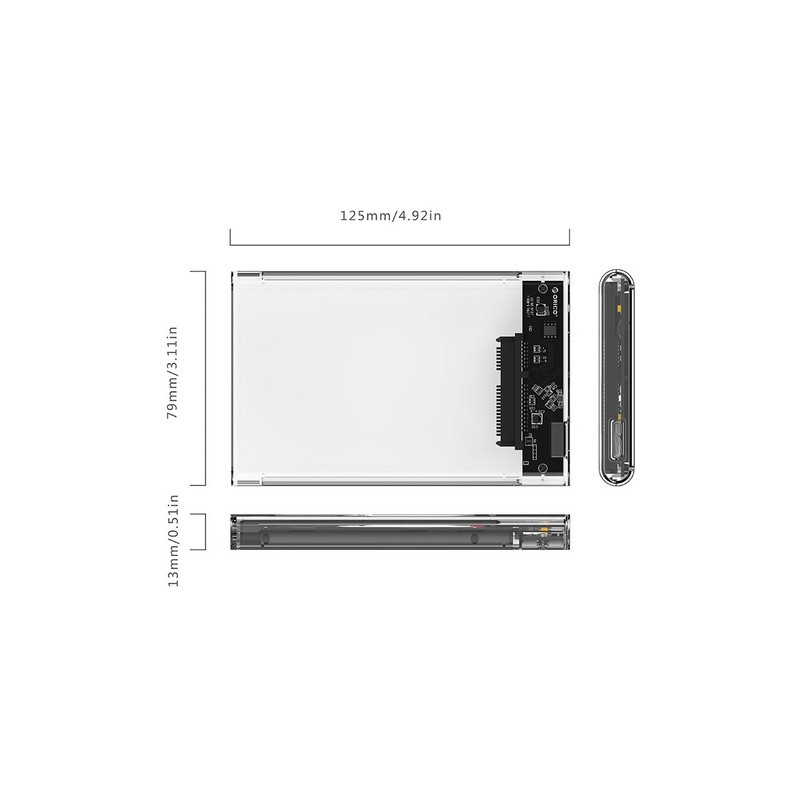 Zunanje ohišje za HDD/SSD 2,5 USB 3.0 UASP SATA3, prozorno, ORICO 2139U3