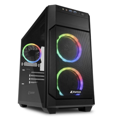 Ohišje mATX SHARKOON V1000 RGB, okno, gaming, črno