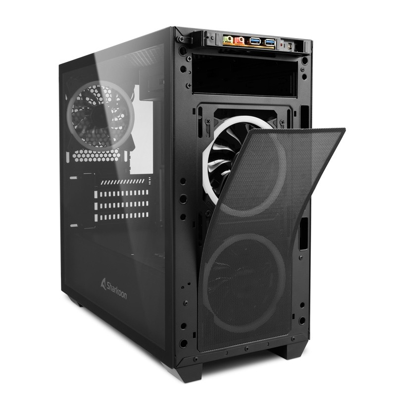 Ohišje mATX SHARKOON V1000 RGB, okno, gaming, črno
