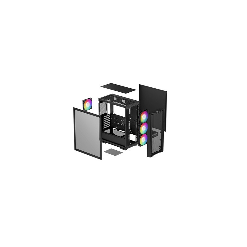 Računalniško ohišje DeepCool CC560 MESH V2, ATX, Midi-Tower, ARGB, steklo, črno