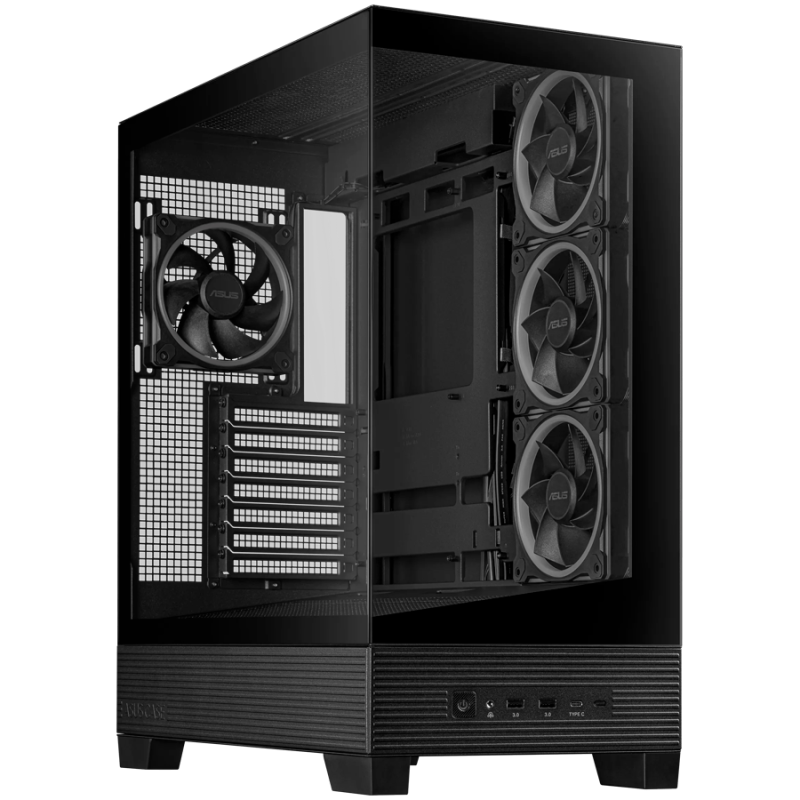 Ohišje ASUS A31 PLUS ATX, kaljeno steklo, 4x120mm ventilatorji, črno