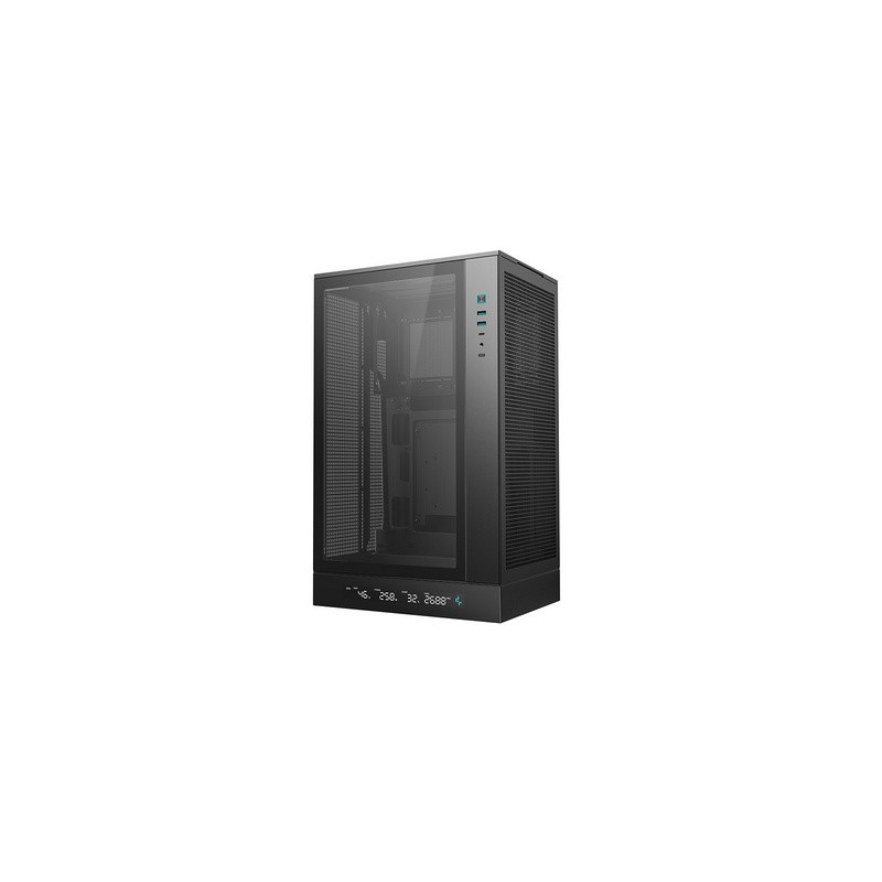 Računalniško ohišje DeepCool CH270 DIGITAL, Micro-ATX, LCD, steklo, črno