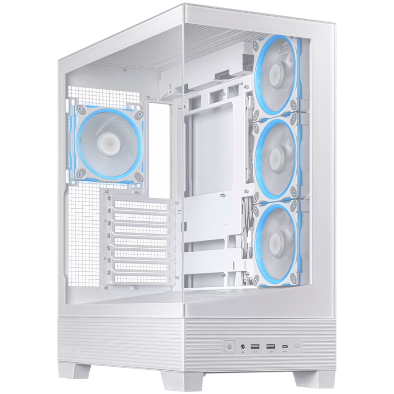 Ohišje ASUS A31 PLUS ATX, steklo, 4x 120mm ventilatorji, belo