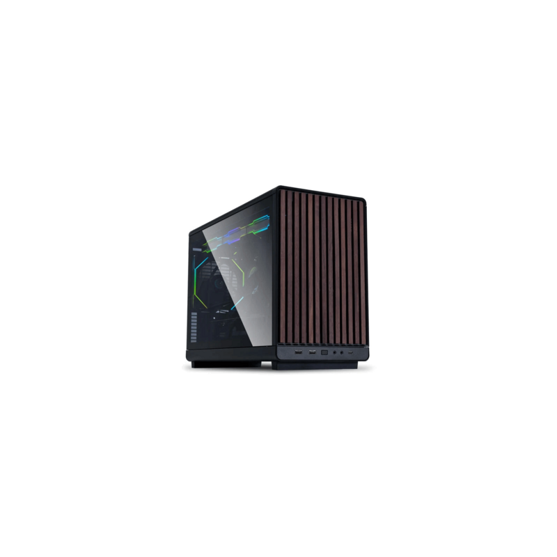 Računalniško ohišje Lian Li DAN Cases A3 Wood, kaljeno steklo, Micro-ATX, črno