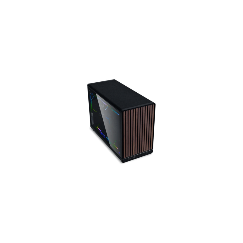Računalniško ohišje Lian Li DAN Cases A3 Wood, kaljeno steklo, Micro-ATX, črno