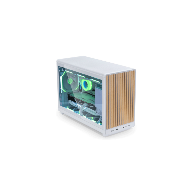 Računalniško ohišje Lian Li DAN Cases A3 Wood, kaljeno steklo, Micro-ATX, belo