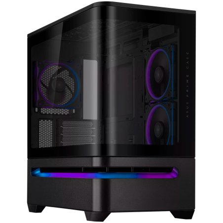 Ohišje ASUS Prime AP202 ARGB TG mATX, kaljeno steklo, 3x120mm ventilatorji, črno