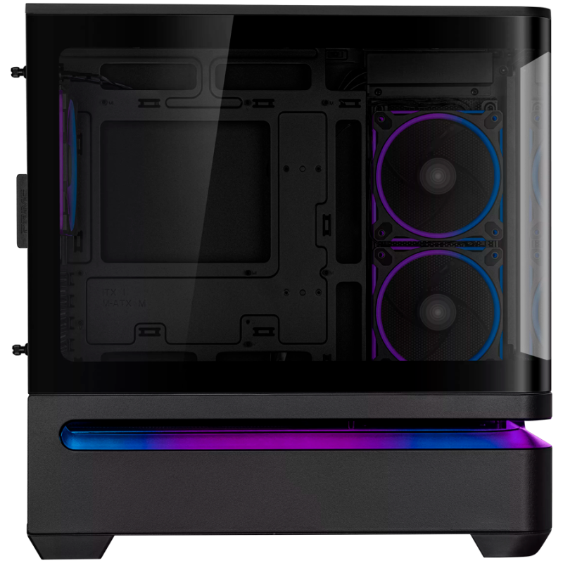 Ohišje ASUS Prime AP202 ARGB TG mATX, kaljeno steklo, 3x120mm ventilatorji, črno