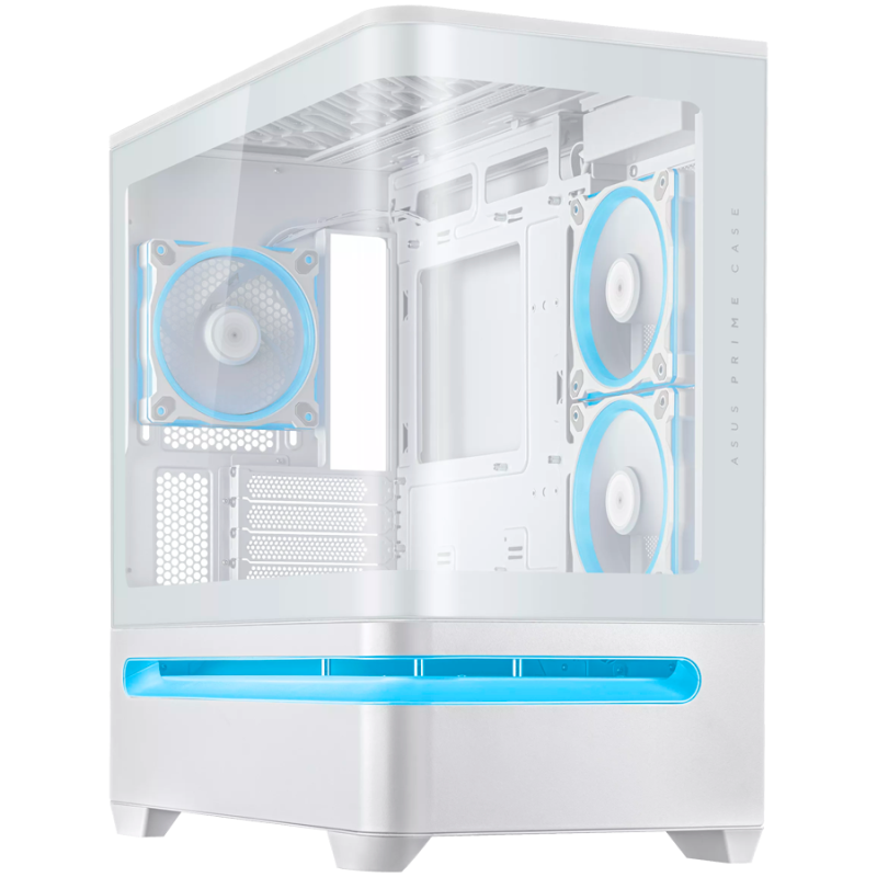 Ohišje ASUS Prime AP202 ARGB TG mATX, kaljeno steklo, 3x120mm ventilatorji, belo