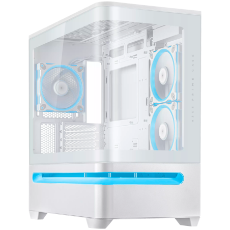 Ohišje ASUS Prime AP202 ARGB TG mATX, kaljeno steklo, 3x120mm ventilatorji, belo