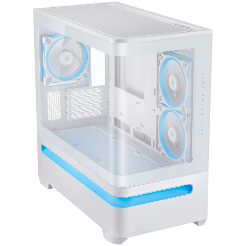Ohišje ASUS Prime AP202 ARGB TG mATX, kaljeno steklo, 3x120mm ventilatorji, belo