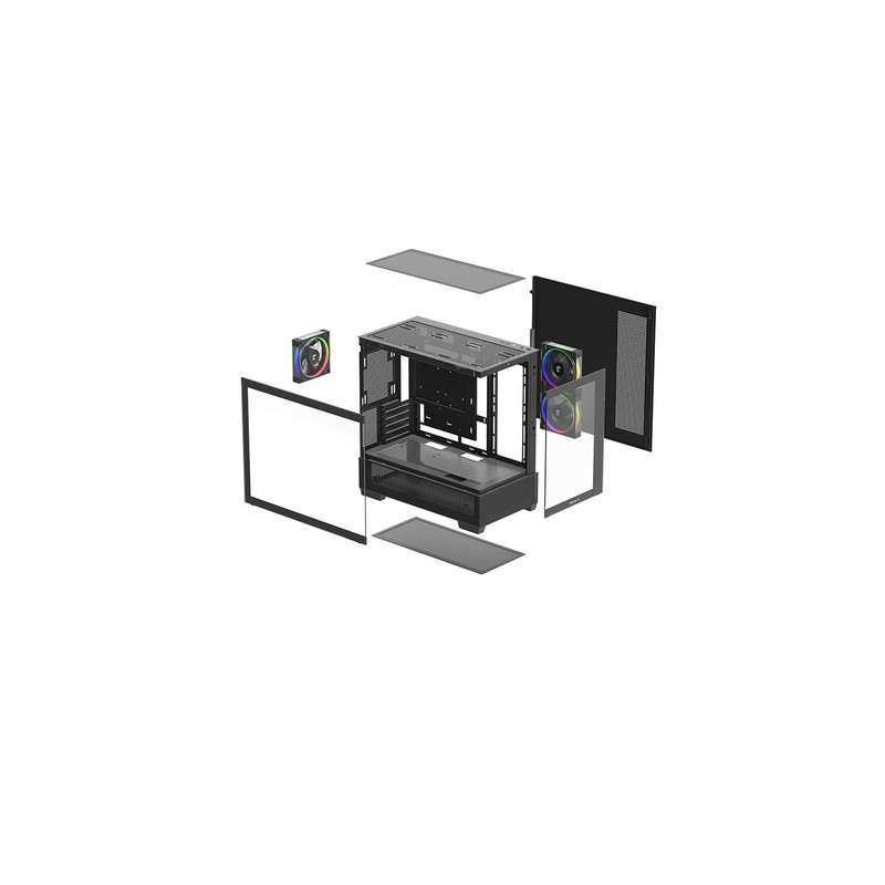 Ohišje DeepCool CG380 3F, mATX, Midi-Tower, kaljeno steklo, črno