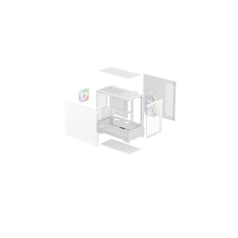 Ohišje DeepCool CG380 3F, mATX, Midi-Tower, kaljeno steklo, belo