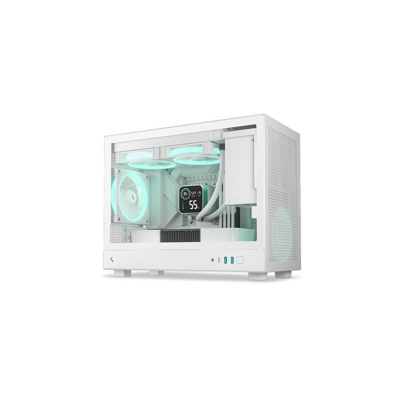 Ohišje DeepCool CH160 PLUS WH, ITX, Micro-ATX, kaljeno steklo, belo