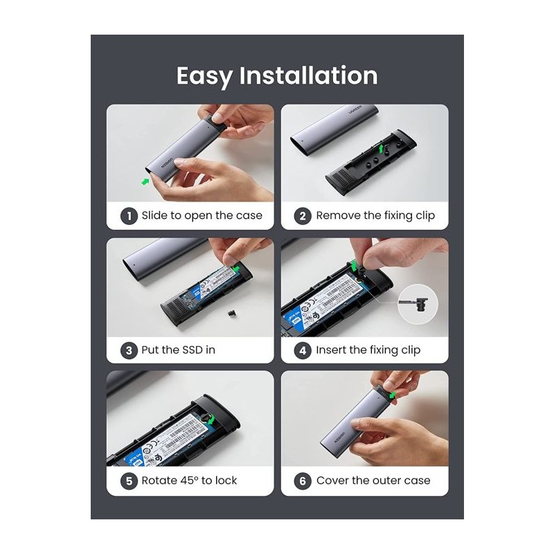 Zunanje aluminijasto ohišje Ugreen M.2 SATA SSD USB 3.1 Gen2