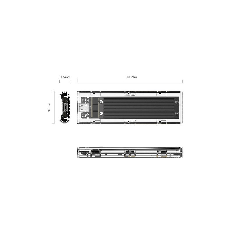 Zunanje ohišje za M.2 NVMe 2230-2280 v USB 3.1 Gen2 Type-C, črno, ORICO TCM2