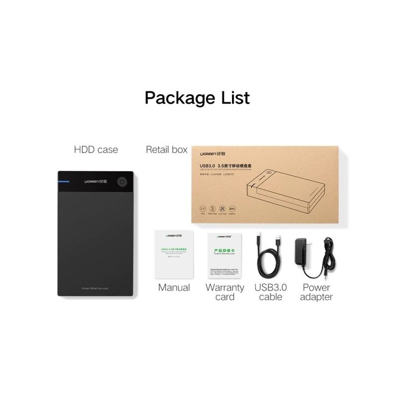 Ohišje za disk Ugreen 3.5 USB 3.0 na SATA HDD