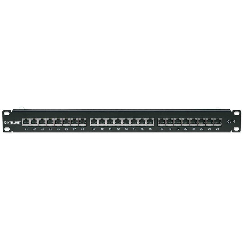 Patch panel INTELLINET 1U, 24-port, FTP Cat6, črn