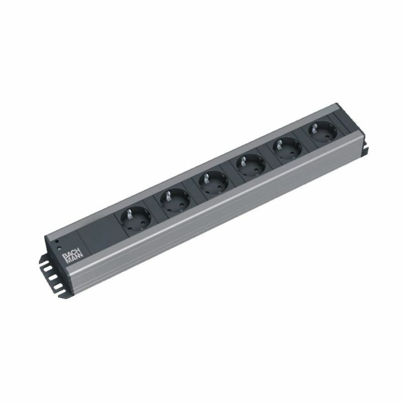 Razdelilec 48cm 6x220V PVC BM za montažo v 19" omaro
