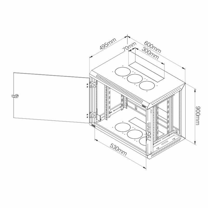 Kabinet zidni 18U 900 600x500 Triton snemljive stranice