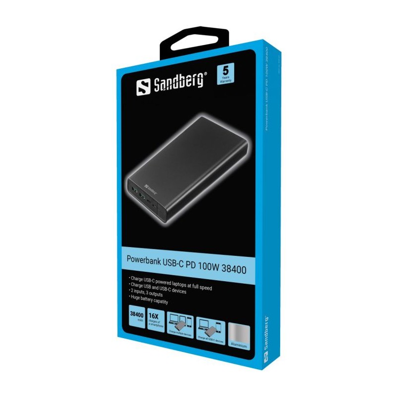 Prenosna baterija Sandberg Powerbank USB-C PowerDelivery 100W 38.400mAh
