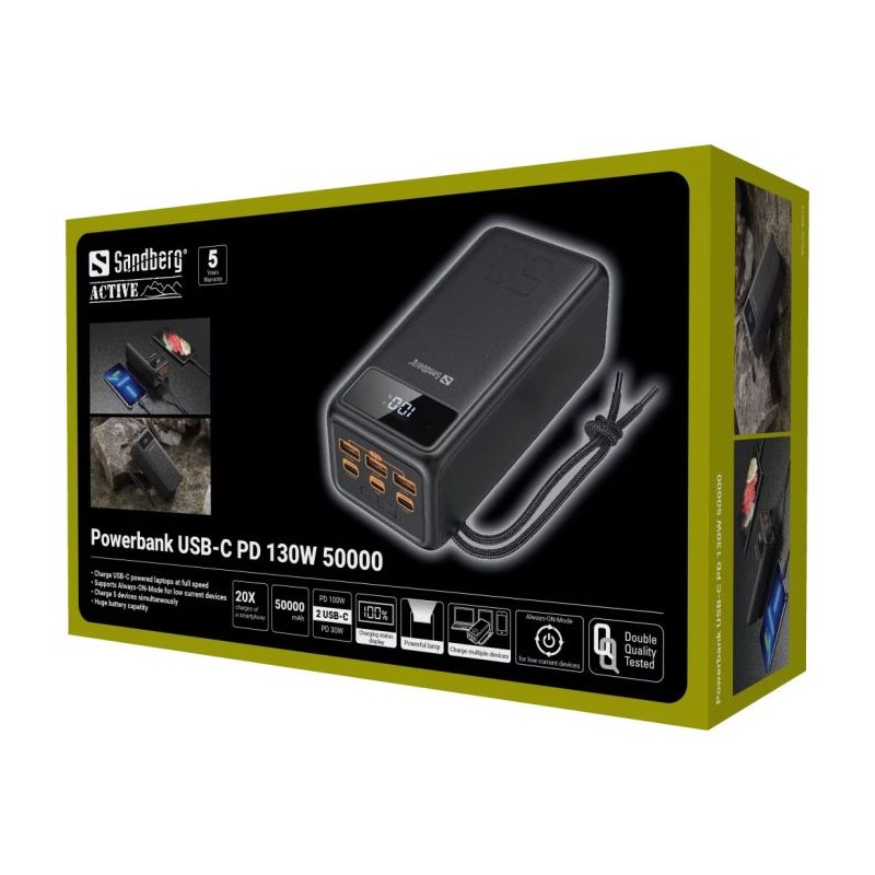 Prenosna baterija Sandberg USB-C Power Delivery 130W 50000mAh