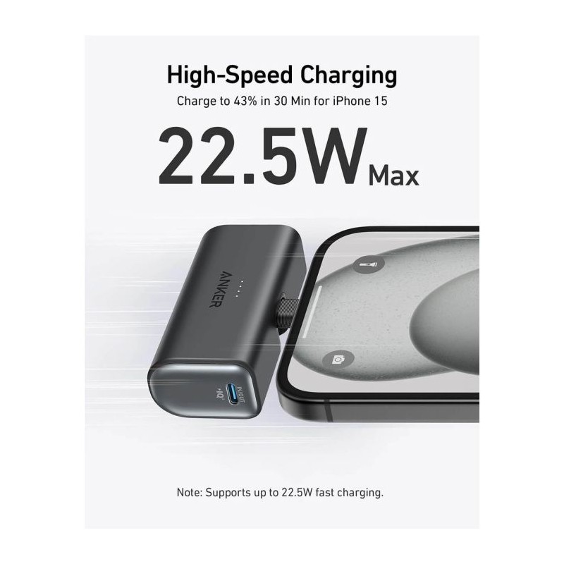 Prenosna baterija Powerbank Anker Nano 5K, črna, A1653H11